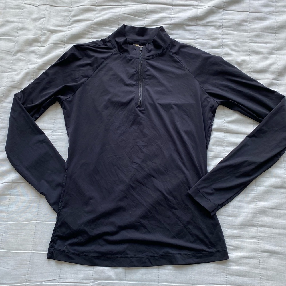 Black Long-Sleeve Rash Guard with Quarter Zip